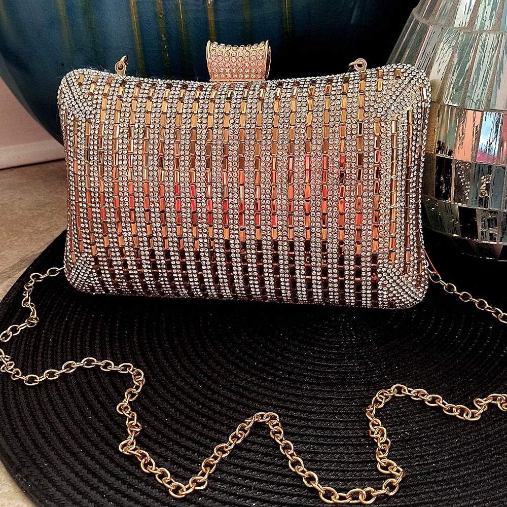 Glamorous Rose Gold Chain Clutch